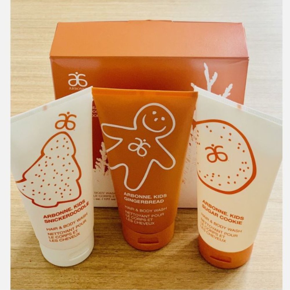 Arbonne Kids Cookie ~ Hair & Body Wash Trio, 6oz